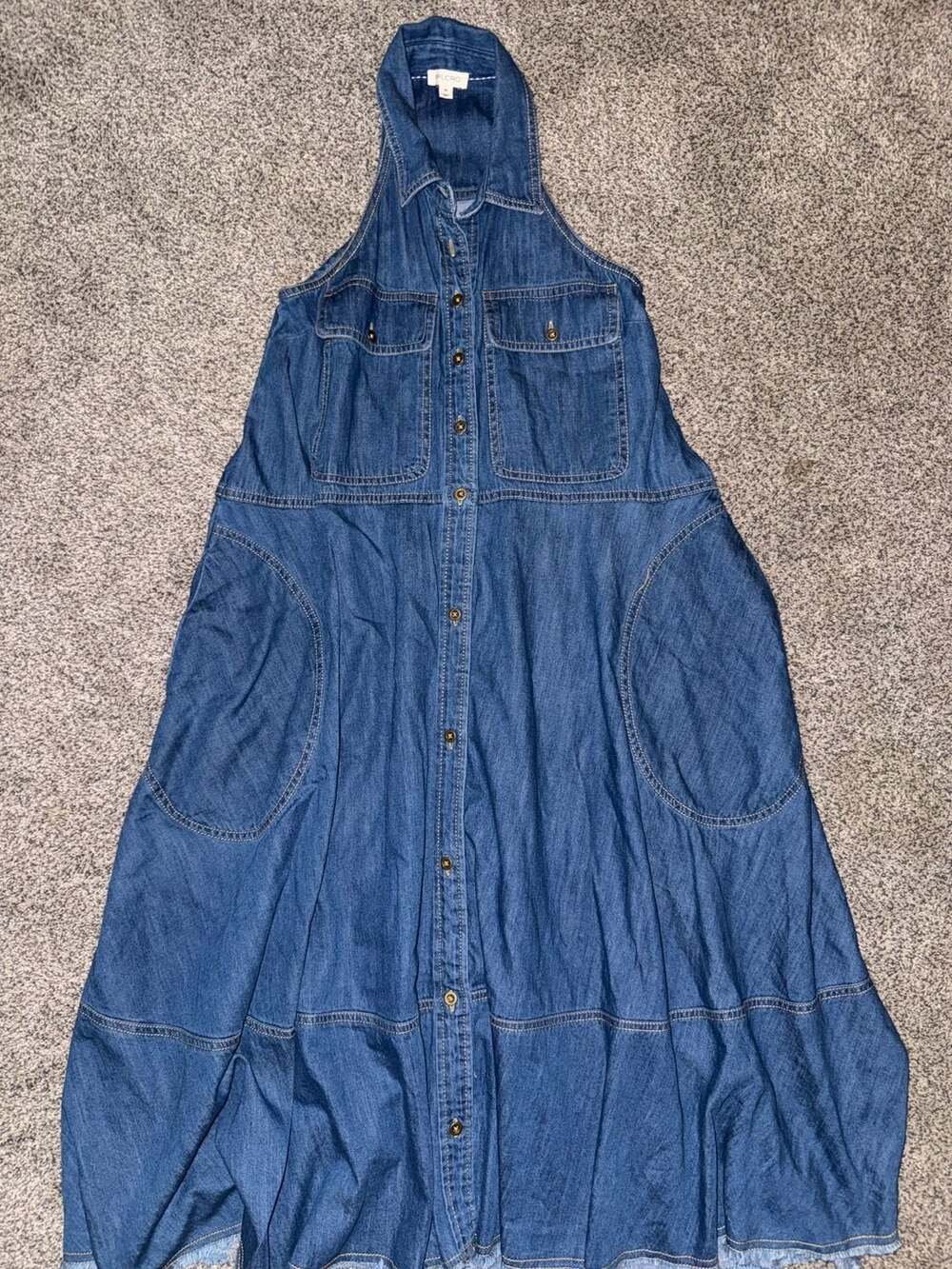 Pilcro Women's XS Denim Halter Button-Down Midi Dress